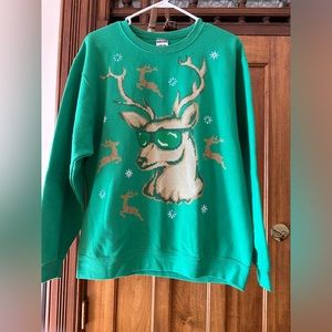 Reindeer in sunglasses Christmas sweater